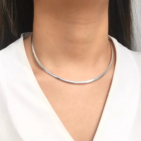 Vintage Chile 950 Sterling Silver Torque Collar Necklace – Minimalist Choker - Picture 4 of 4